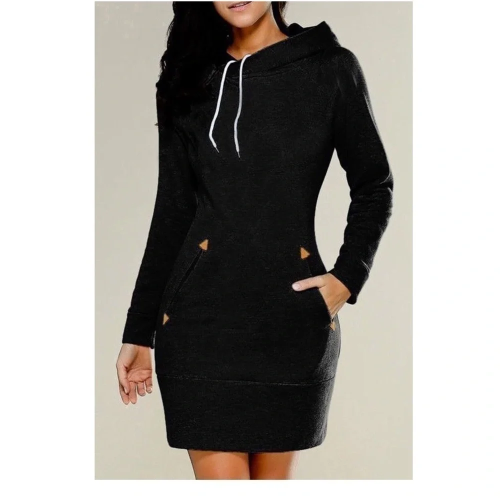 Hoodie Sweatshirt Dress l STREETWEAR BLACK SWEATSHIRT HOODIE DRESS